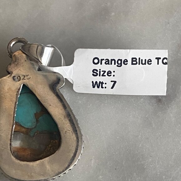 NEW Spiney Turquoise Sterling Silver Beaded Border Pendant - Picture 2 of 3